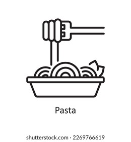 Pasta Vector Outline Icon Design Illustration. Lebensmittelsymbol auf weißem Hintergrund EPS10-Datei