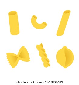 Pasta vector set in cartoon style isolated on white background