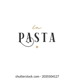 Das Vintage-Logo von Pasta. La Pasta auf weißem Hintergrund