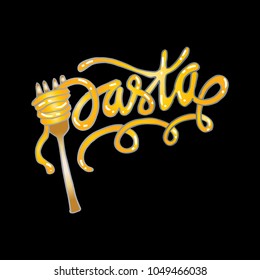 Pasta word written with a spaghetti 
