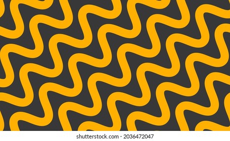 Pasta yellow abstract banner with wavy lines. Macaroni flat background. Pasta curly pattern. Vector illustration