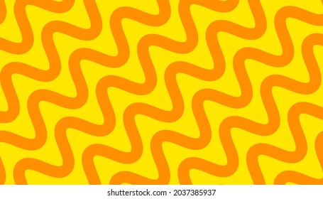 Pasta yellow abstract banner with wavy lines. Macaroni flat background. Pasta curly pattern. Vector illustration