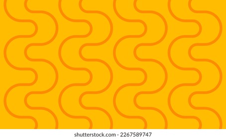 Pasta yellow abstract banner with wavy lines. Macaroni flat background. Pasta curly pattern. Vector illustration