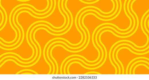 Pasta yellow abstract banner with wavy lines. Macaroni flat background. Pasta curly pattern. Vector illustration