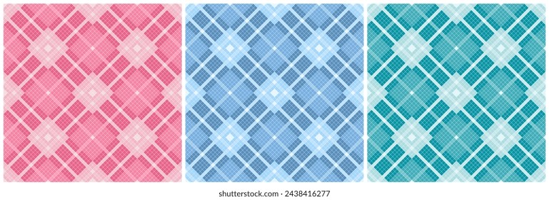 Pastal color Tartan Plaid Modern design square shape pixel seamless pattern vector illustration.