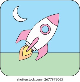 Ilustración de icono de Vector de cohete pastal