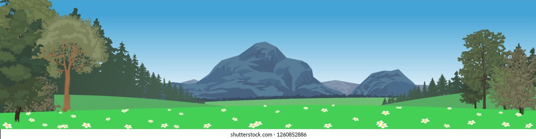 Pastaral Background Scene Forest Mountains Vector Stock Vector (Royalty ...