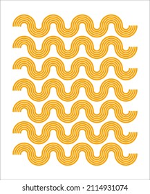 Paste background, element. Spaghetti wavy yellow and white pattern