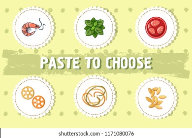 Paste to choose concept background. Cartoon illustration of paste to choose vector concept background for web design