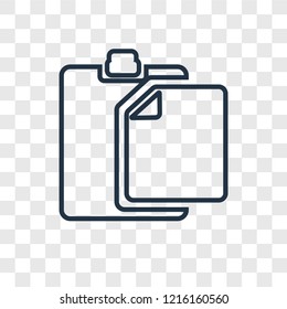 Paste clipboard concept vector linear icon isolated on transparent background, Paste clipboard concept transparency concept in outline style