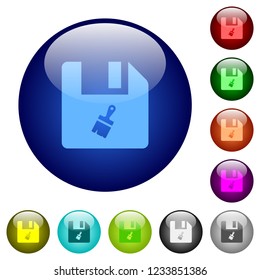Paste file icons on round color glass buttons
