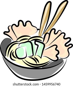 Paste food, illustration, vector on white background.