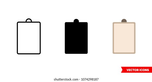 Paste icon of 3 types: color, black and white, outline. Isolated vector sign symbol.