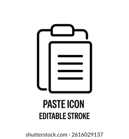 Paste Icon Black with White Background Flat Design Vector Illustration