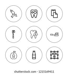 Paste icon set. collection of 9 outline paste icons with caulk gun, ketchup bottle, paste clipboard, text editor, tooth icons. editable icons.