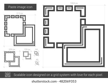 Paste image vector line icon isolated on white background. Paste image line icon for infographic, website or app. Scalable icon designed on a grid system.