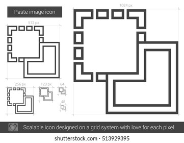 Paste image vector line icon isolated on white background. Paste image line icon for infographic, website or app. Scalable icon designed on a grid system.