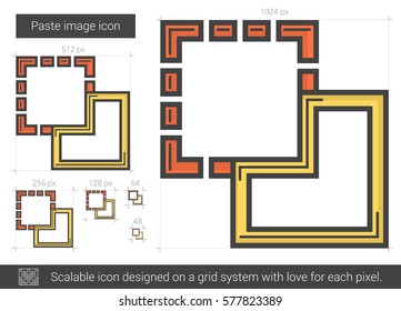 Paste image vector line icon isolated on white background. Paste image line icon for infographic, website or app. Scalable icon designed on a grid system.