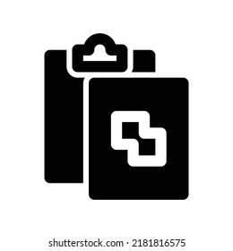 Paste merge format icon in black solid style