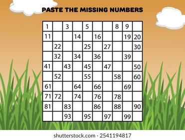 Paste the missing numbers education preschool worksheets for kids