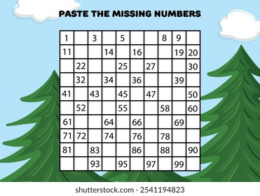 Paste the missing numbers education preschool worksheets for kids