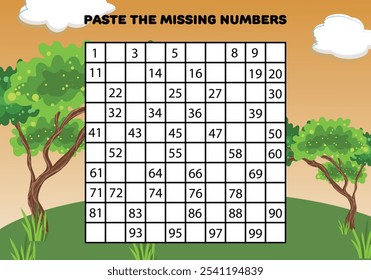 Paste the missing numbers education preschool worksheets for kids