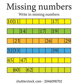 Paste the missing numbers. handwriting practice. learning numbers for kids