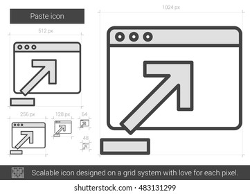 Paste vector line icon isolated on white background. Paste line icon for infographic, website or app. Scalable icon designed on a grid system.