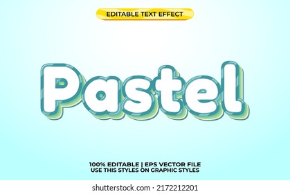 Pastel 3d Text Effect With Cute And Pastel Theme. Blue Typography Template For Kids