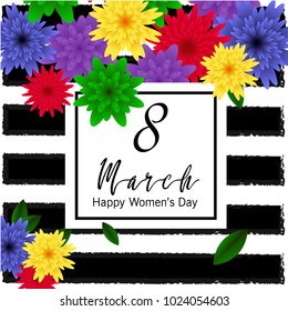 Pastel 8 March. Floral Greeting card. Happy Women's Day. Paper cut flower holiday background with square Frame, space for text. Origami Trendy Design Template. Happy Mother's Day. Vector illustration