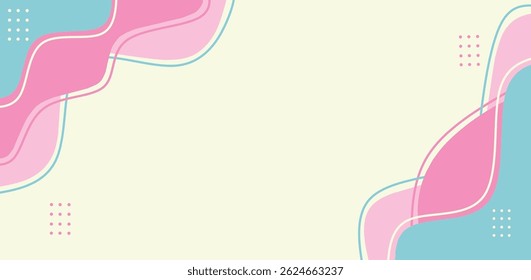 Pastel Abstract Background with Organic Shapes and Wavy Lines