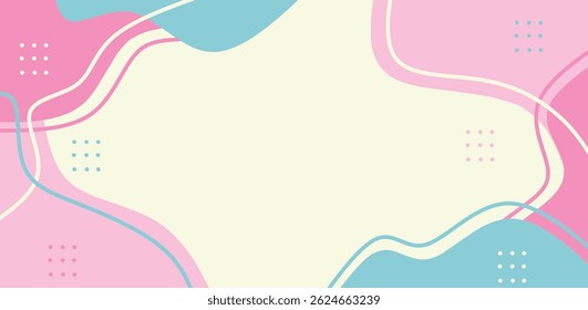 Pastel Abstract Background with Organic Shapes and Wavy Lines