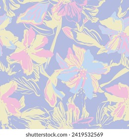 Pastel Abstract Floral seamless pattern design for fashion textiles, graphics, backgrounds and crafts