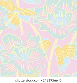 Pastel Abstract Floral seamless pattern design for fashion textiles, graphics, backgrounds and crafts