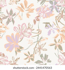 Pastel Abstract Floral seamless pattern design for fashion textiles, graphics, backgrounds and crafts