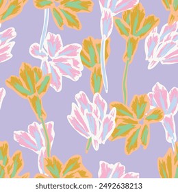 Pastel Abstract Floral seamless pattern design for fashion textiles, graphics, backgrounds and crafts