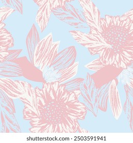 Pastel Abstract Floral seamless pattern design for fashion textiles, graphics, backgrounds and crafts