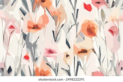 Pastel Abstract Flower with Contemporary style on Vector Seamless Pattern