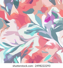 Pastel Abstract Flower with Contemporary style on Vector Seamless Pattern