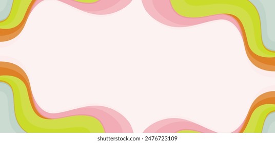 pastel abstract frame wave liquid banner background with empty space for text vector illustration.	
