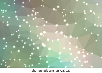Pastel abstract geometric background consisting of colored triangles with lights in corners.