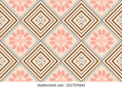 Pastel abstract, geometric ethnic motif fabric, Background, Batik, carpet designs. Wallpaper, curtains, carpets, and apparel designs vector illustration.