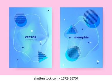 Pastel Abstract Memphis Gradient. Modern Fluid Shapes. Wave Pattern. Graphic Geometric Magazine. Hipster Memphis Gradient. Trendy Fluid Poster. Vector Music Pattern. Hipster Memphis Background.