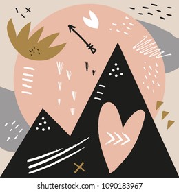 Pastel abstract pattern, scandinavian style. Vector and jpg, clipart, isolated details. Editable elements.
