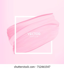 Pastel Abstract Pink Smear In Frame Isolated On Vector Background. Elegance And Subtle Design Template For Fashion, Nails Studio, Makeup Artist, Wedding Salon Logo