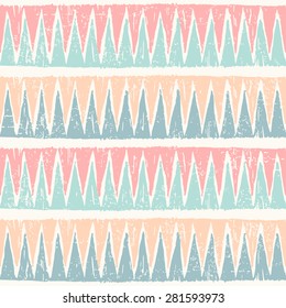 Pastel abstract seamless pattern with triangles. aztec geometric print. ethnic hipster backdrop. Can be used for wallpaper, pattern fills, fabric, paper, postcards. hand drawn
