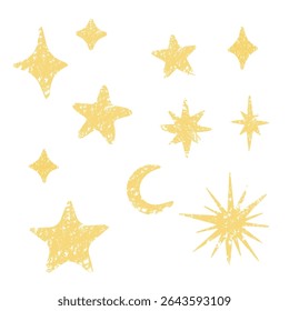 Pastel abstract stars and moon brush texture design