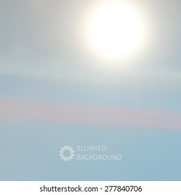 Pastel abstraction blurred sky background with sunlight and strips of red and blue