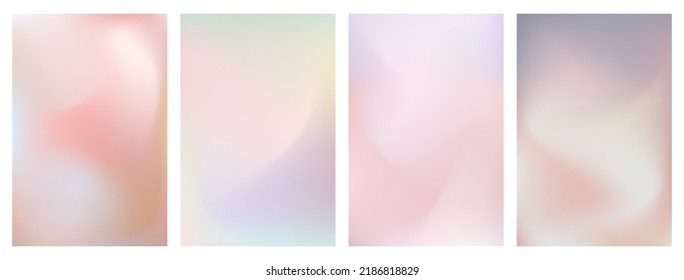Pastel aesthetic mesh gradient set. Soft blurry backgrounds for poster, apps, screen themes. Subtle ethereal mystic aura backdrops for any vintage design.