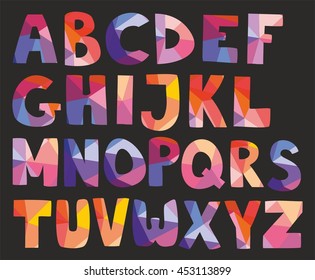 Letras de Vector del alfabeto pastel aisladas sobre fondo negro